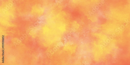 Colorful and bright orange watercolor background texture with grunge watercolor splashes, Abstract bright and shinny soft color texture, Multicolored splashed watercolor background with stains.
