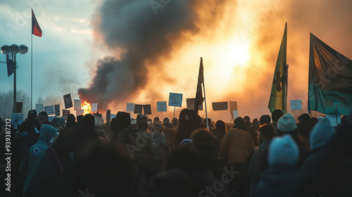 A protest that began peacefully with interfaith groups calling for unity, but turned violent as extremists from different religious factions clash.  photo