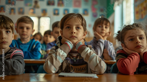A school classroom where children are divided by their religious beliefs. 