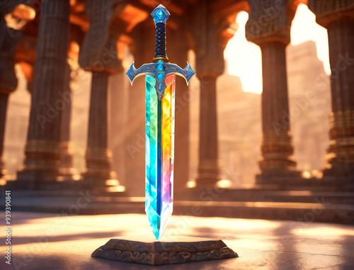 old magical crystal ceremony sword weapon