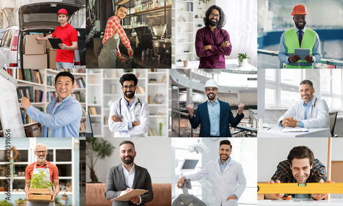 Tableau sur toile This collage showcases a variety of professionals in their respective work environments
