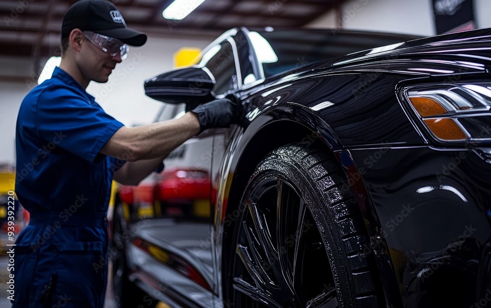 Hospitality at its Finest: Car Wash Attendant Greets Customer with a Smile and Warm Welcome. Hospitality at its Finest: Car Wash Attendant Greets Customer with a Smile and Warm Welcome.