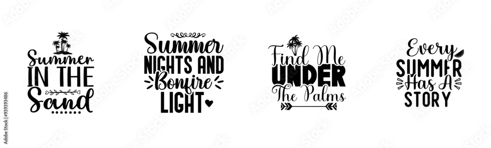 Colourful Summer Labels And Badges, Calligraphic Lettering Pack Vector Illustration for Icon, Brochure, Advertisement Colourful Summer Labels And Badges, Calligraphic Lettering Pack Vector Illustration for Icon, Brochure, Advertisement