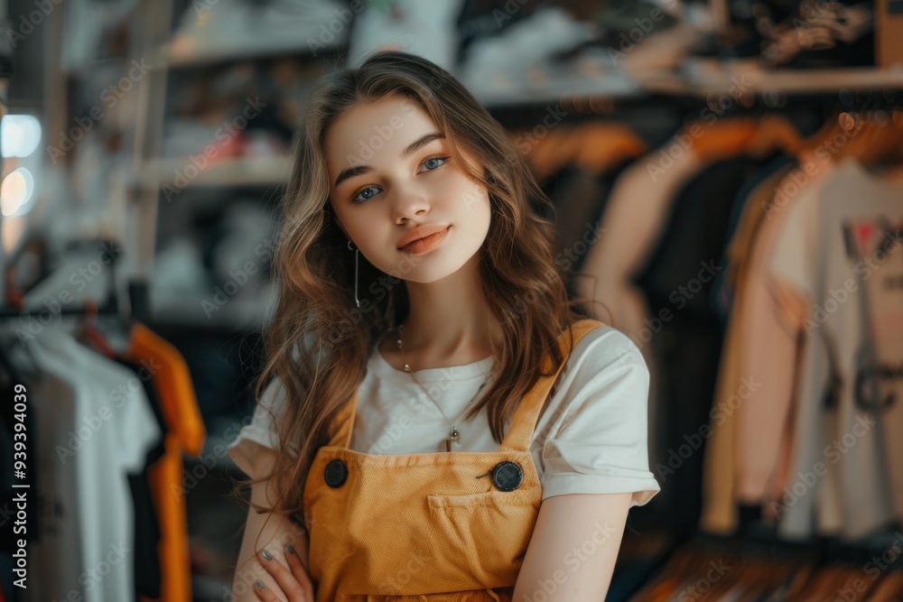 Stylist. Beautiful Caucasian Female Choosing Accessories at Stylish Apparel Store Stylist. Beautiful Caucasian Female Choosing Accessories at Stylish Apparel Store