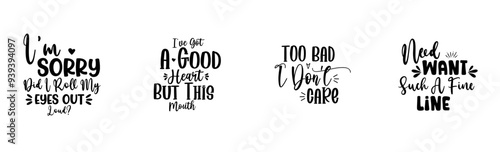 Simple Sarcastic Phrases, Labels And Badges Set Vector Illustration for Vouchers, Presentation, Decal