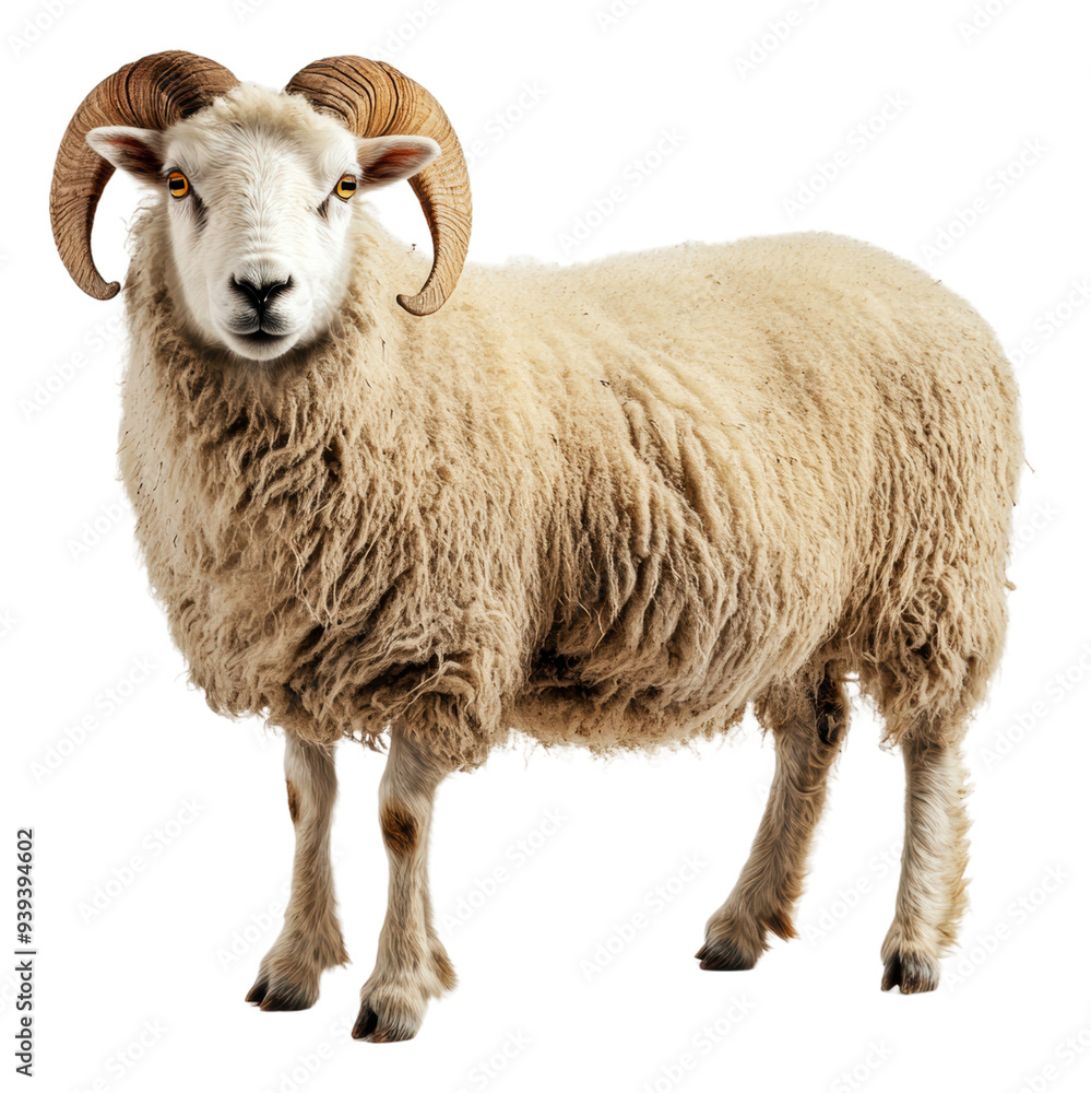 Fototapeta premium PNG A mature ram stands proudly in a bright setting