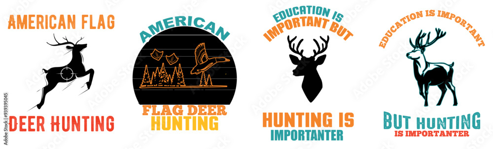 Cute Hunting Hand Lettering, Quotes Bundle Vector Illustration for ...