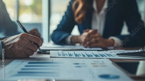 Investment portfolio being discussed during a meeting with a financial planner