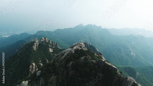 mountains in the fog