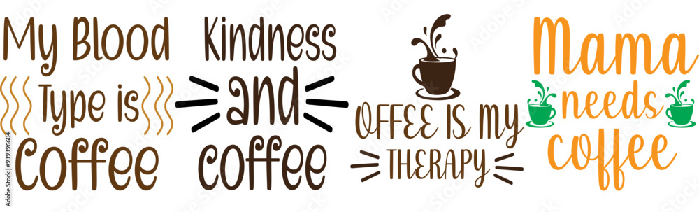 Cute Coffee Calligraphy, Quotes Pack Vector Illustration for Gift Card, Holiday Cards, Advertisement Cute Coffee Calligraphy, Quotes Pack Vector Illustration for Gift Card, Holiday Cards, Advertisement