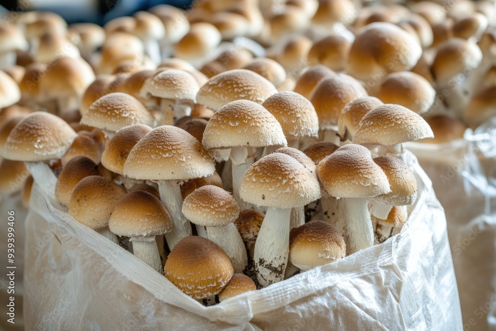 Mushroom Spawn. Cultivation Bag for Fresh Organic Flora Colonization Mushroom Spawn. Cultivation Bag for Fresh Organic Flora Colonization