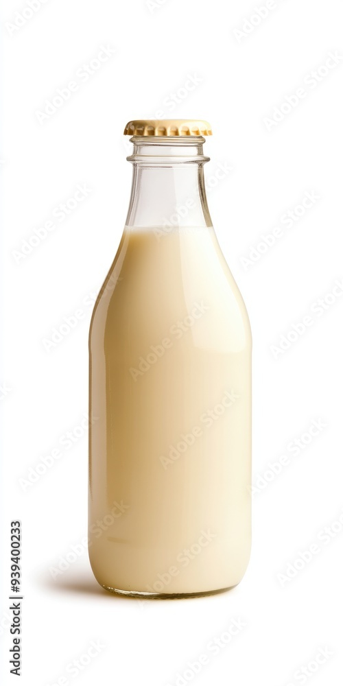Low-Fat Dairy. Bottle of Milk. Food and Drink Concept Isolated on White Background Low-Fat Dairy. Bottle of Milk. Food and Drink Concept Isolated on White Background