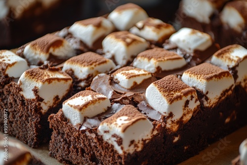 Marshmallow Brownie. Homemade Chocolate Delightful Baked Treat
