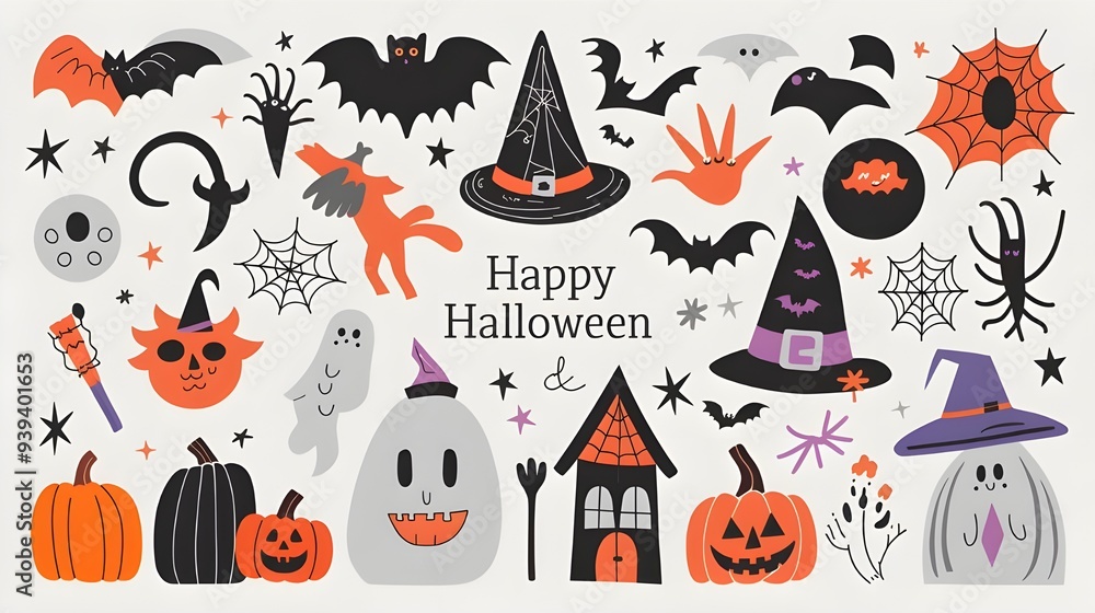 Halloween Boho Vibes Abstract Set. Mystical Magic Collection Clip Art in a Hand-Drawn Bohemian Style. Creative Aesthetic Doodle Elements. Vector Illustration Halloween Boho Vibes Abstract Set. Mystical Magic Collection Clip Art in a Hand-Drawn Bohemian Style. Creative Aesthetic Doodle Elements. Vector Illustration