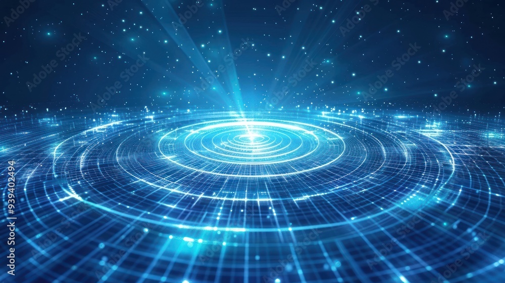 Digital Abstract Background with Glowing Circles Digital Abstract Background with Glowing Circles