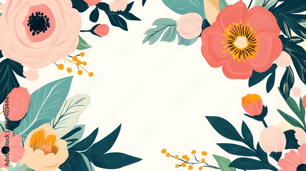 Vibrant Botanical Flower Arrangement in Pastel Tones Backdrop Vibrant Botanical Flower Arrangement in Pastel Tones Backdrop