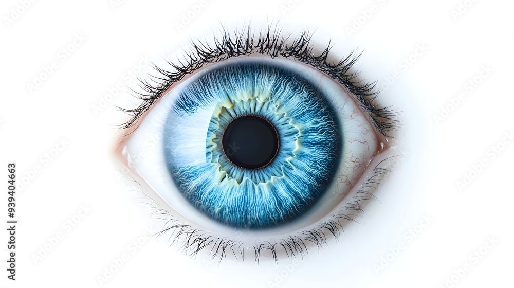 Captivating Blue Eye with Detailed Iris and Lashes in Closeup Captivating Blue Eye with Detailed Iris and Lashes in Closeup