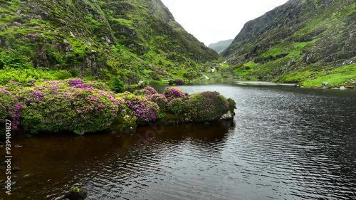 Waterfalls and landscape drone shots in the ring of kerry ireland