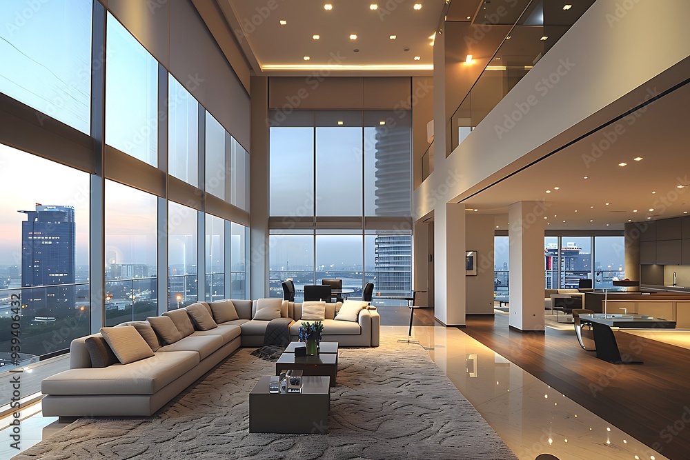 Luxary modern room with glass window Luxary modern room with glass window