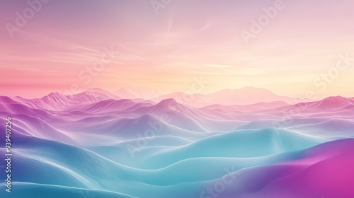  Create a pastel aurora borealis background with soft waves of pink, mint, and lavender dancing across a twilight sky. The ground below is a smooth gradient of cool colors