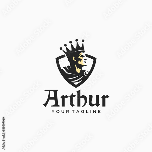 king arthur with shield logo vector illustration