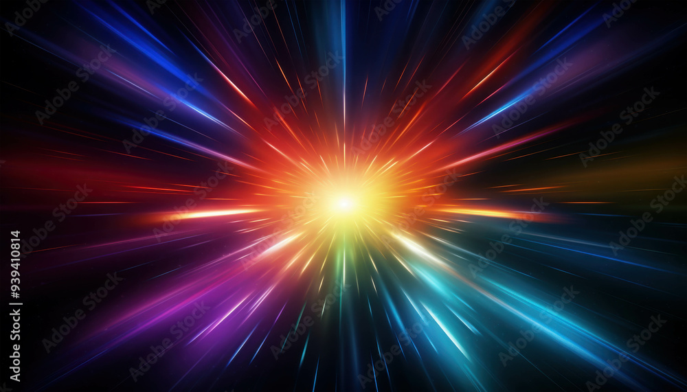 Cosmic Burst: A vibrant explosion of light and color radiating from a central point, creating a captivating abstract visual. Cosmic Burst: A vibrant explosion of light and color radiating from a central point, creating a captivating abstract visual.
