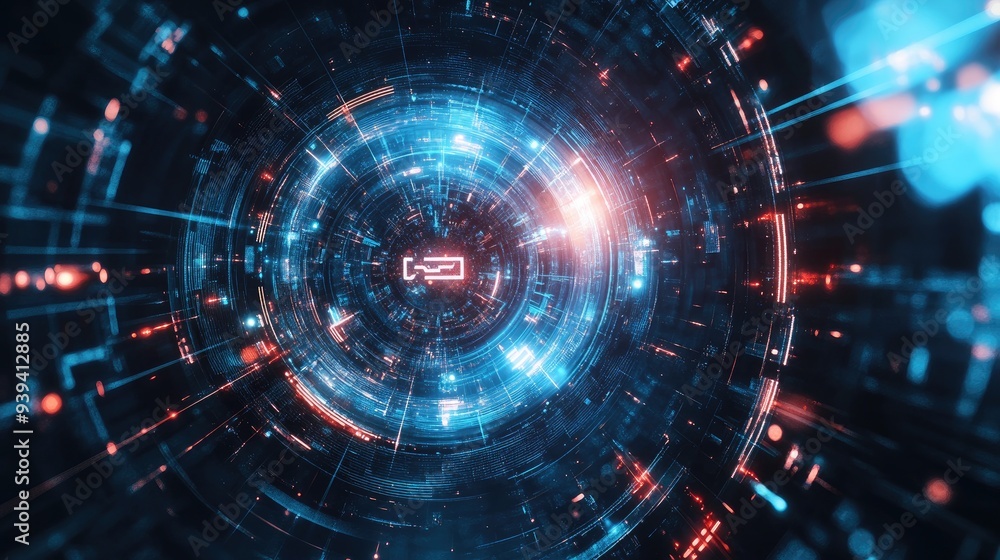 Dynamic futuristic backdrop with an abstract sign representing meaning and significance in human life, vibrant and engaging Dynamic futuristic backdrop with an abstract sign representing meaning and significance in human life, vibrant and engaging