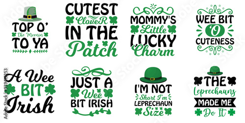 Minimalist St Patricks Day Calligraphic Lettering, Calligraphy Collection Vector Illustration for Greeting Card, Bookmark, Infographic