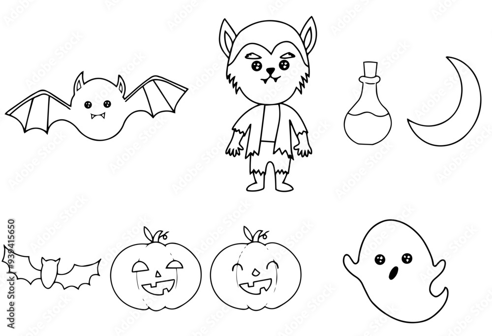 Modern Halloween Hand Lettering, Labels And Badges Set Vector Illustration for Infographic, Printable, Mug Design Modern Halloween Hand Lettering, Labels And Badges Set Vector Illustration for Infographic, Printable, Mug Design
