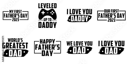 Cute Fathers Day Calligraphy, Phrases Collection Vector Illustration for Vouchers, Label, Advertisement