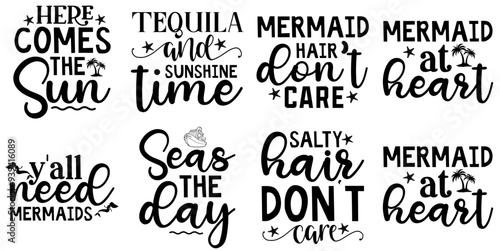 Modern Beach Typography, Calligraphy Collection Vector Illustration for Gift Card, Wrapping Paper, Motion Graphics