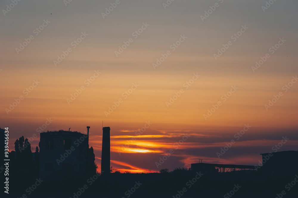urban veiw with colorful clouds background,sunset background. Orange sky in the evening. urban veiw with colorful clouds background,sunset background. Orange sky in the evening.