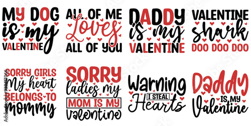 Decorative Valentines Day Trendy Retro Style Illustration, Hand Lettering Set Vector Illustration for Poster, Social Media Post, Bookmark