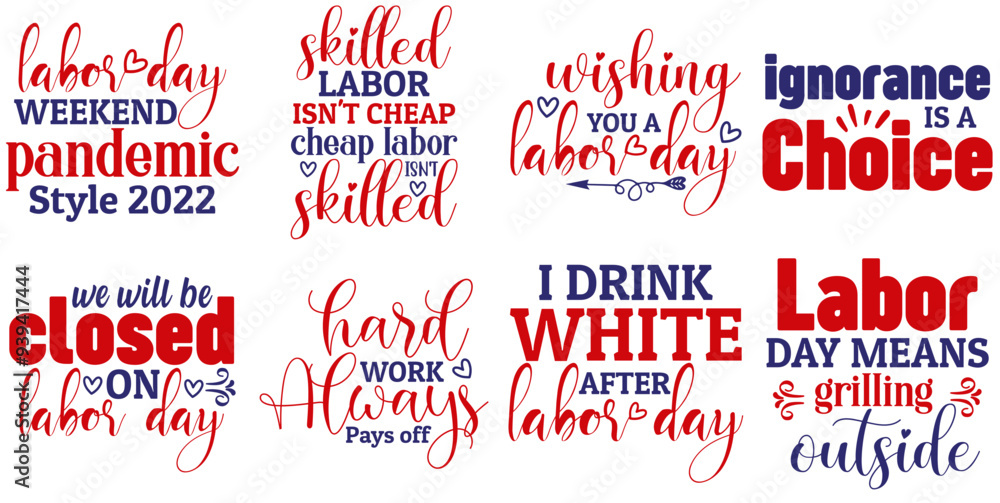 Minimalist Labor Day Labels And Badges, Typographic Emblems Collection Vector Illustration for T-Shirt Design, Label, Flyer Minimalist Labor Day Labels And Badges, Typographic Emblems Collection Vector Illustration for T-Shirt Design, Label, Flyer