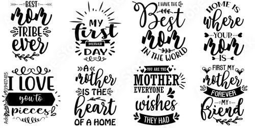 Modern Mothers Day Invitation, Hand Lettering Bundle Vector Illustration for Vouchers, Advertisement, Presentation