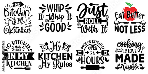 Elegant Kitchen Labels And Badges, Trendy Retro Style Illustration Pack Vector Illustration for Infographic, Holiday Cards, Packaging