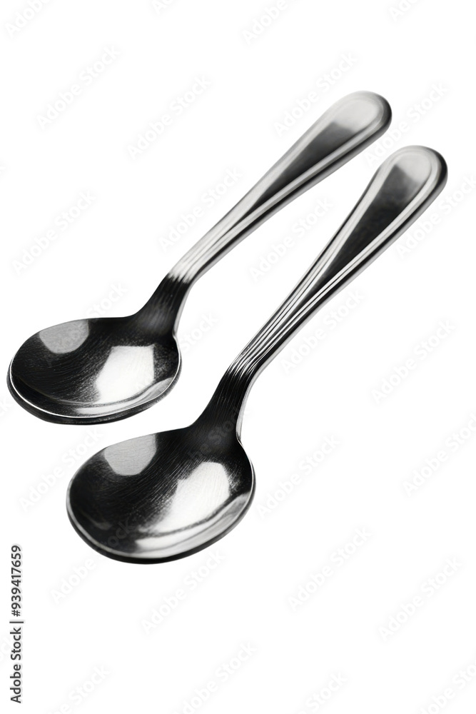 PNG Two elegant stainless steel spoons with a polished finish PNG Two elegant stainless steel spoons with a polished finish