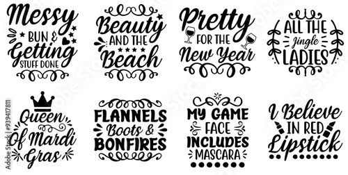 Decorative Father And Mom Calligraphy, Quotes Collection Vector Illustration for Stationery, Packaging, Holiday Cards
