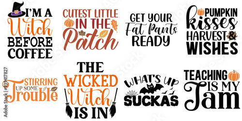 Elegant Fall Calligraphy, Quotes Pack Vector Illustration for Social Media Post, Mug Design, Greeting Card