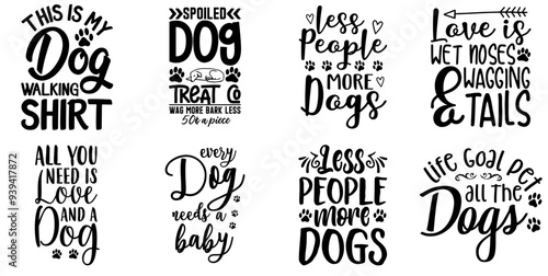 Cute Dog Invitation, Inscriptions Collection Vector Illustration for Advertising, Book Cover, Brochure