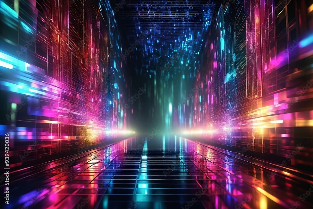 Abstract Neon Lights Tunnel Background Abstract Neon Lights Tunnel Background