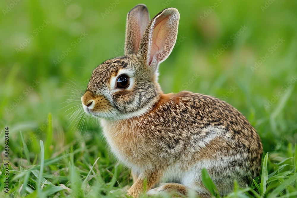 Cotton Tail Rabbit. Closeup of Cute Eastern Cottontail Rabbit in Wildlife Habitat Cotton Tail Rabbit. Closeup of Cute Eastern Cottontail Rabbit in Wildlife Habitat