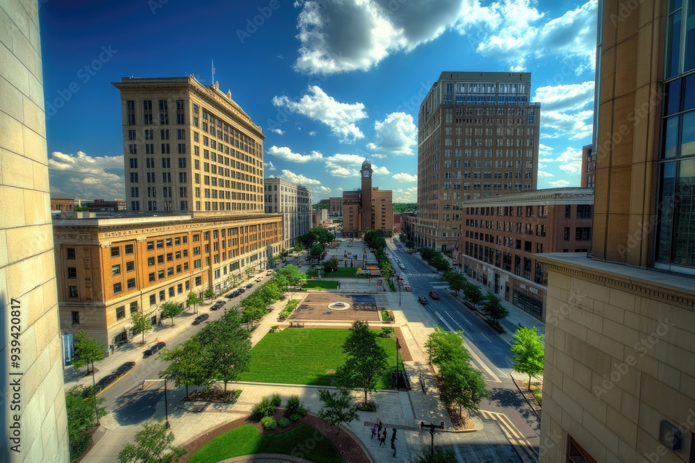 Dayton Oh. City Landscape with Architecture and Buildings in Downtown Dayton, Ohio Dayton Oh. City Landscape with Architecture and Buildings in Downtown Dayton, Ohio