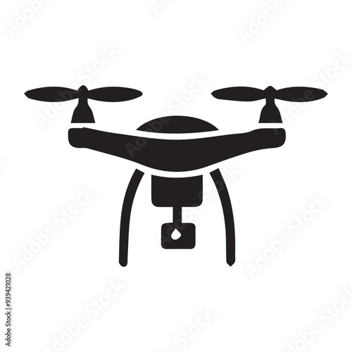 Drone Icon - Simple Black and White Graphic for Remote Controlled Aerial Vehicle Design Projects and Representations