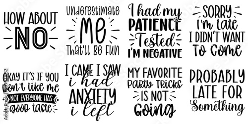 Decorative Sarcastic Inscriptions, Calligraphic Lettering Pack Vector Illustration for Motion Graphics, Infographic, Book Cover