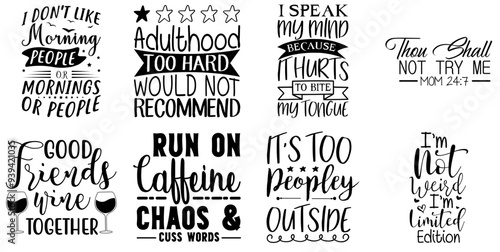 Creative Sarcastic Inscriptions, Invitation Collection Vector Illustration for Advertising, Book Cover, Newsletter