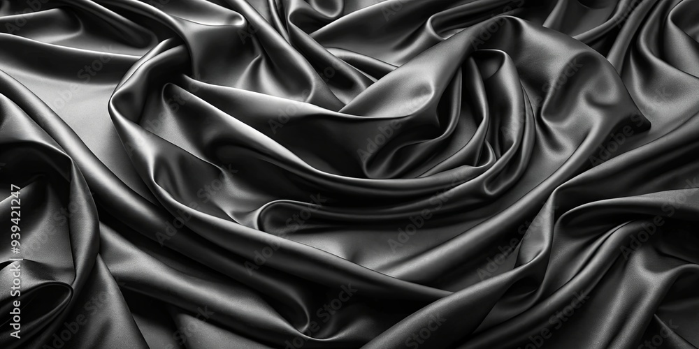 Fototapeta premium Luxurious black textile with elegant ripples and folds, perfect for a background or wallpaper
