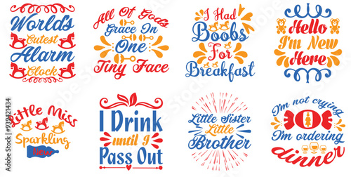 Colourful Funny Bathroom Labels And Badges, Calligraphy Bundle Vector Illustration for Icon, Printable, Flyer