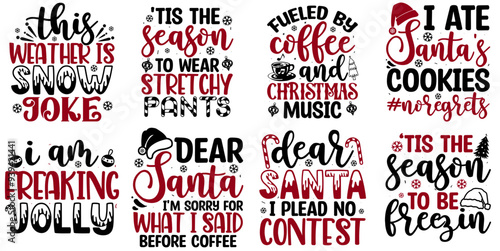 Simple Funny Christmas Inscriptions, Calligraphic Lettering Set Vector Illustration for Advertisement, Flyer, Logo