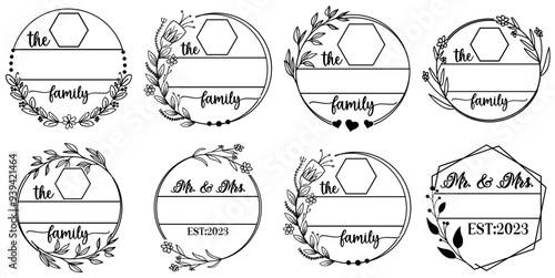 Modern Family Sign Trendy Retro Style Illustration, Typographic Emblems Set Vector Illustration for Announcement, Decal, Poster